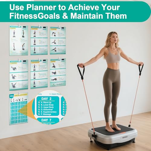 Vibration Plate Exercise Machine Poster - Upgraded 6 Workout Guidance & 10 Pcs Planner & 10 Pcs Double-Sided Clips, Comprehensive Whole Body Wave Vibrating Workout Chart, Green - image 5