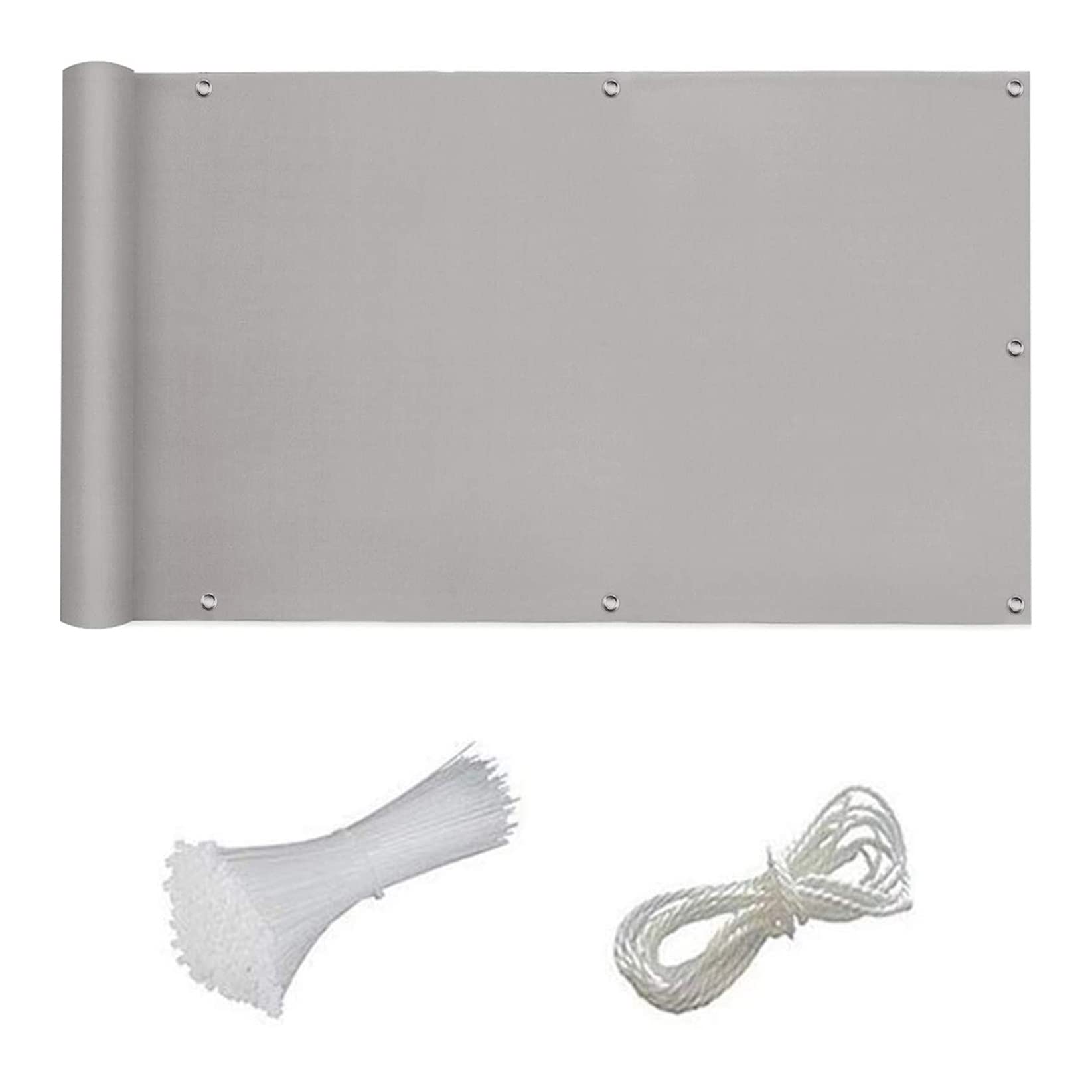 Osłona balkonowa, 1,2 x 7 m, odporna na wiatr i wodę, panel ogrodzeniowy, jasnoszary, poliester, na balkon, podwórko, patio, werandę, do ogrodu, na zewnątrz, ochrona przed wzrokiem i zacienieniem