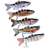BOMSO 5pcs/1pc Fishing Lure 6 Segment Swimbait Crankbait Rugged and Durable Lifelike Hard Bait 18g 10cm with 6# Fishing Hook
