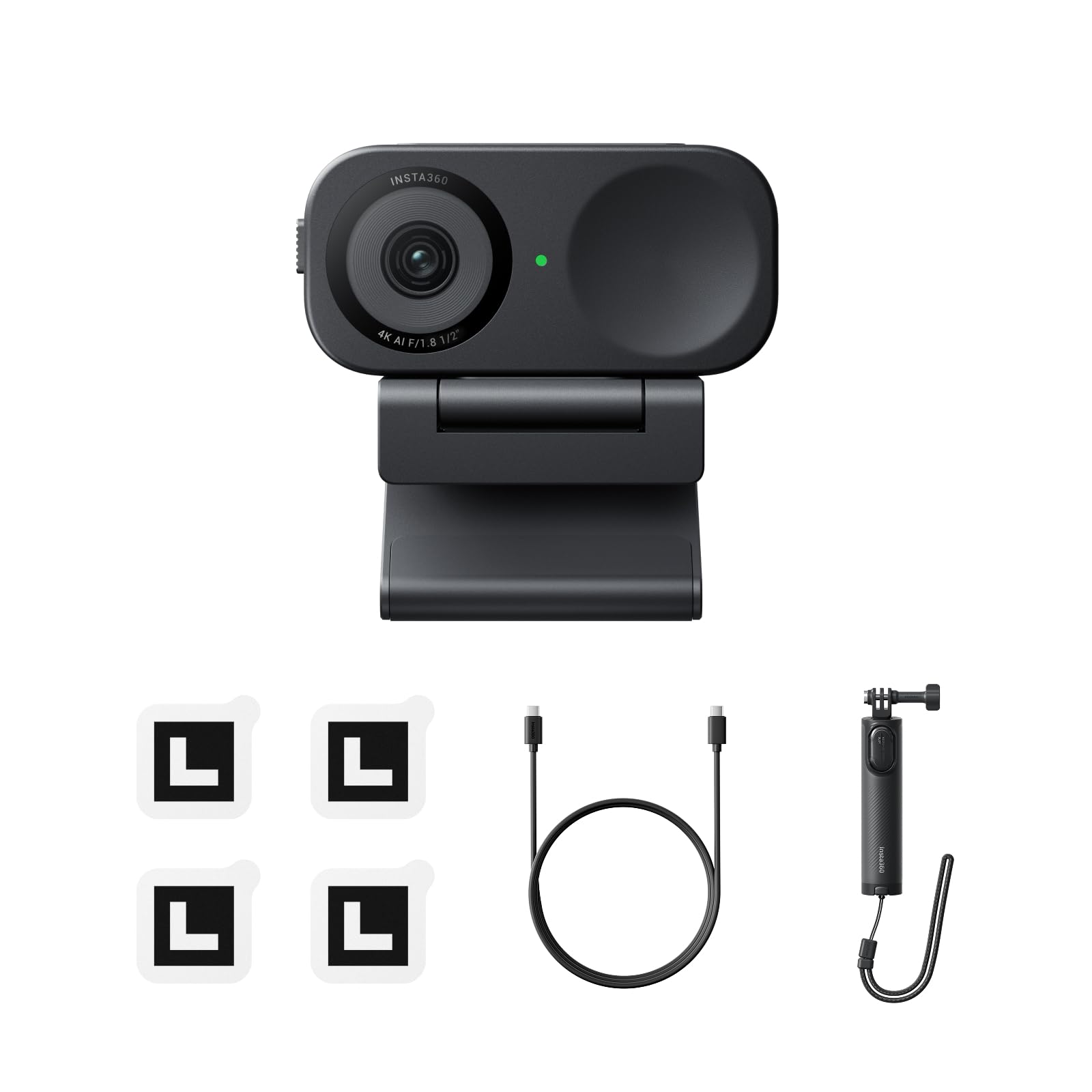 Insta360 Link2C Pack Treppiede 2.0 - Webcam 4K per PC/Mac, Sensore da 1/2", Auto inquadratura, HDR, Mic di cancellazione del rumore IA, Controllo gestuale per lo streaming, Videochiamate, Gaming