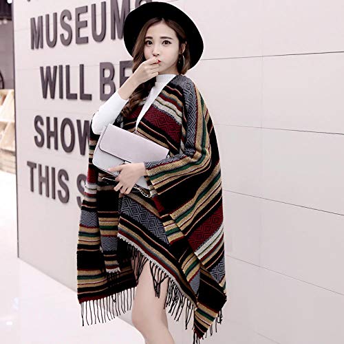 Schal Herbst und Winter Damen Split Umhang nationalen Stil dicken Mantel Mantel Dual-Use-Klimaanlage Schal-Dunkelgrün