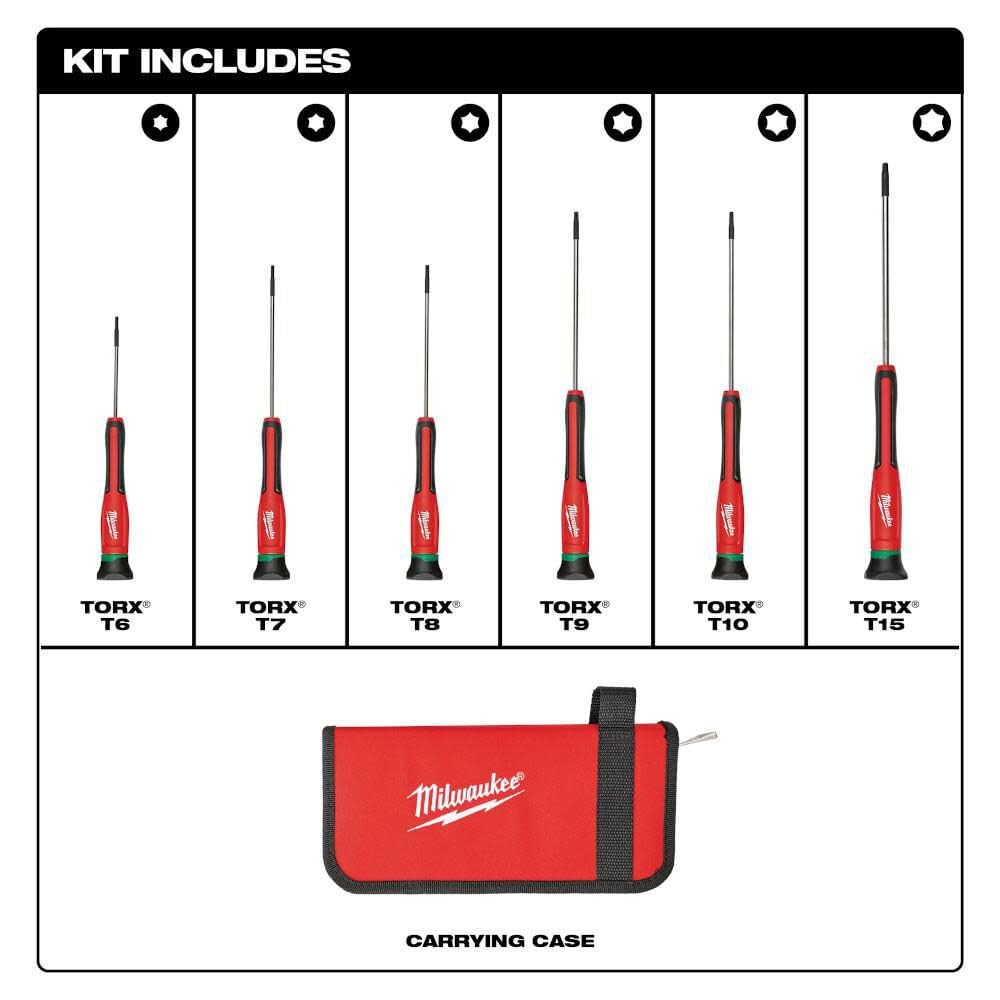 Milwaukee 48-22-2610 6-Piece Precision torx Screwdriver Set