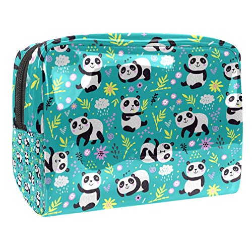 Preisvergleich Produktbild Make-up-Kosmetiktasche, multifunktional, Reise-Kulturbeutel, Organizer für Frauen, süßer Panda, Bambus