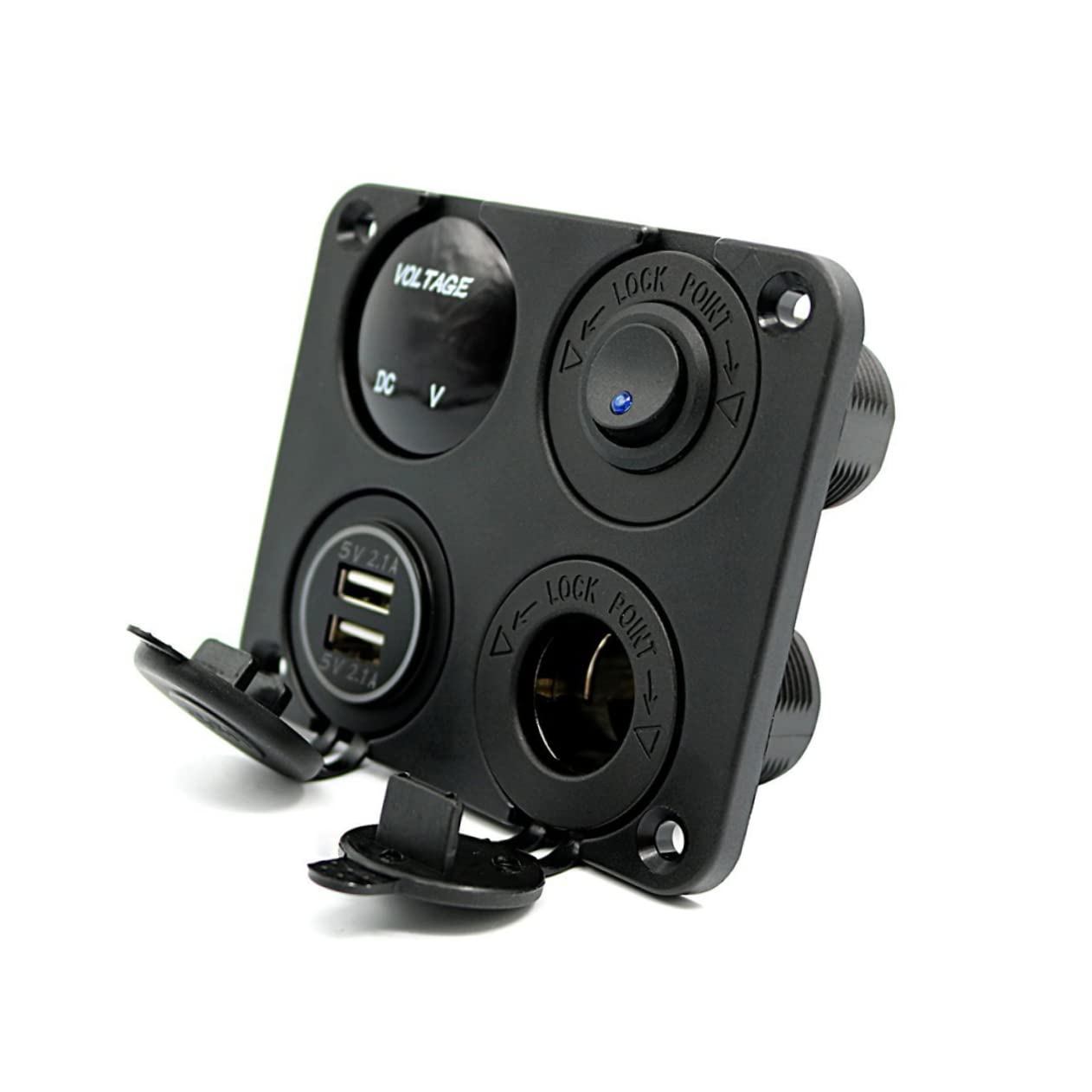 Gadpiparty 3piezas Cargador USB Dual Panel De Voltímetro Led para Coche Barco y Vehículos Adaptador Interruptor y Protección Integrada