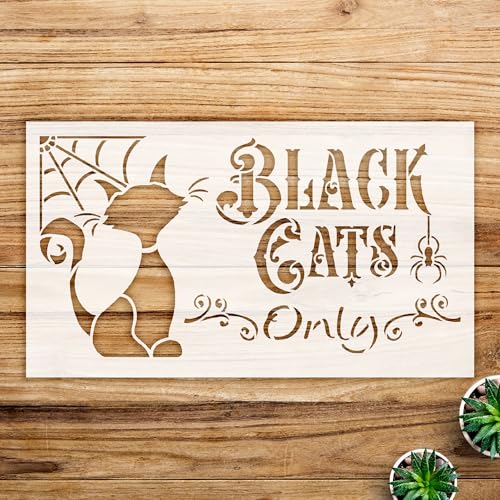 Black Cats only Stencil Pattern for Halloween Decor, Reusable Mylar Template for Painting Wood Signs and Home Crafts - Size A2 (23.4