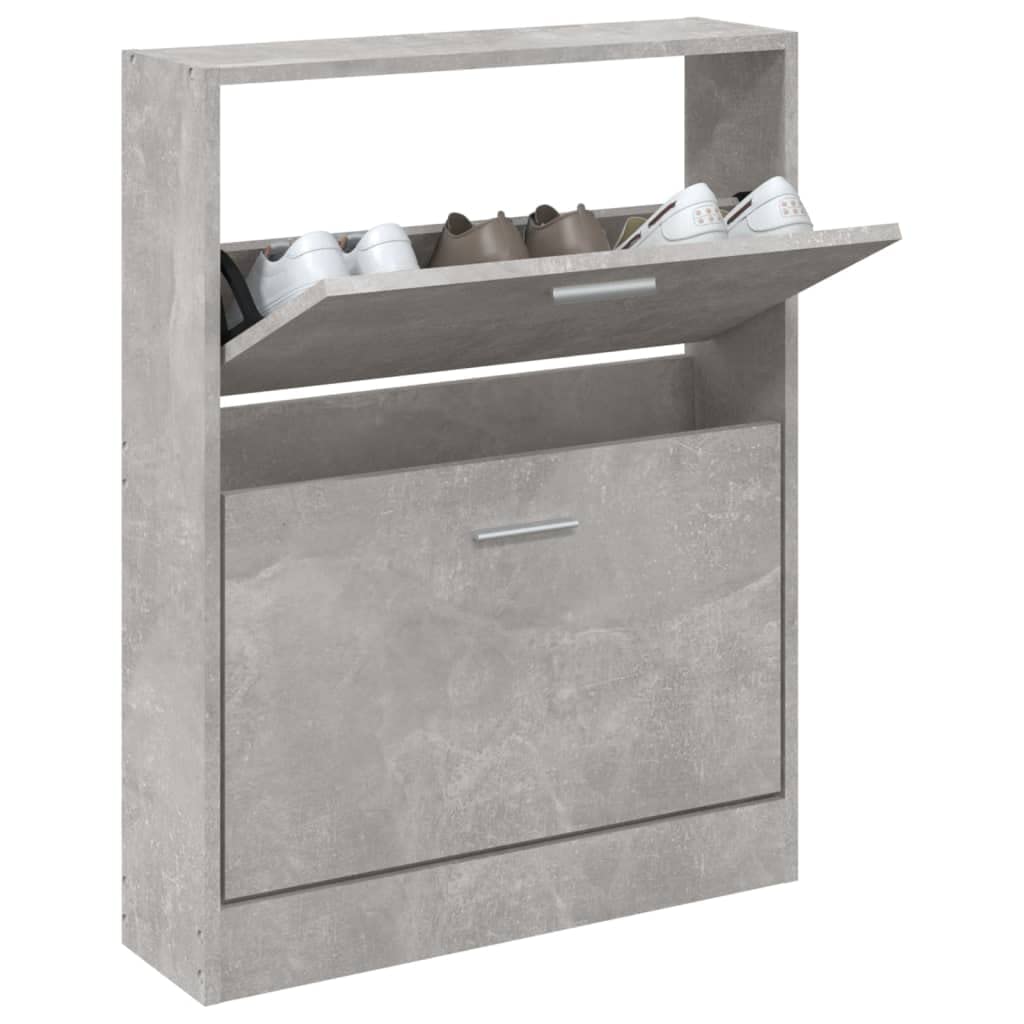Schuhschrank Betongrau 59x17x81 cm Holzwerkstoff Schuhschrank Schmal Hoch Schuhregal Geschlossen