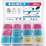 Kuject Stoßverbinder 210stk Kabelverbinder, Quetschverbinder Wasserdicht Schrumpfverbinder Set 10-22 AWG Stossverbinder