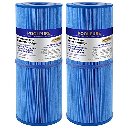 POOLPURE Replacement for Antimicrobial Spa Filter Pleatco PRB50-IN-M, Unicel C-4950RA, Guardian 413-212-02, Filbur FC-2390M,17-2380,Jacuzzi J200 Series Filter,373045, 5X13 Hot Tub Filter, 2 Pack