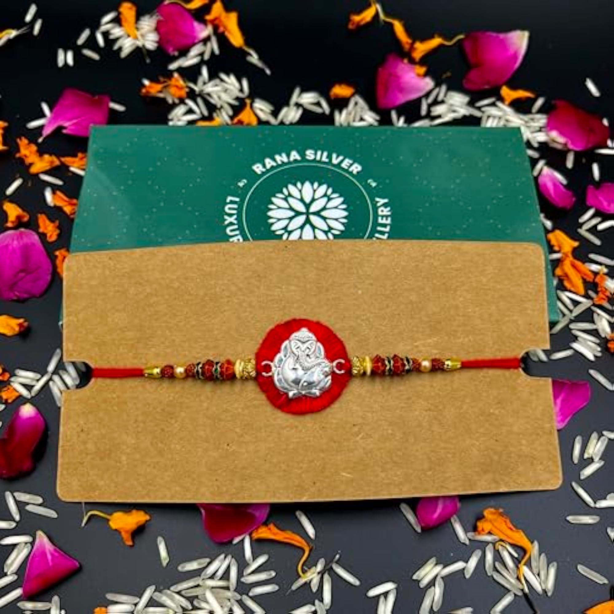 Real Pure Rudraksha Bracelet for Brothers, Red-Yellow 1