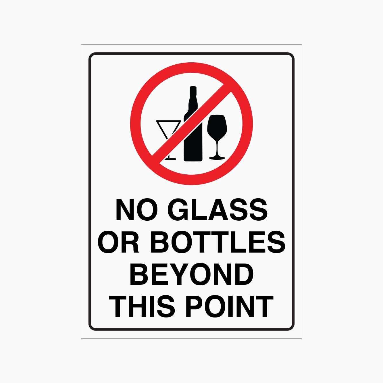 NO GLASS OR BOTTLES BEYOND THIS POINT Sign Public Area Safety Metal Tin Sign 12x8 inch for Industrial & Commercial Series
