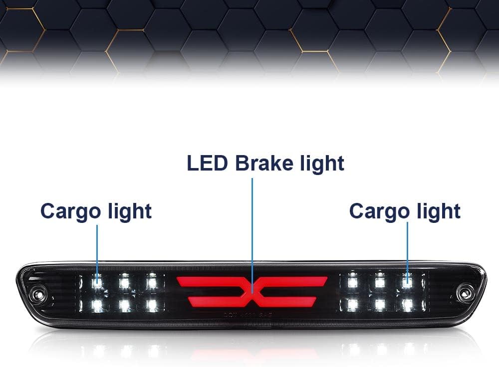 PIT66 LED 3rd Brake Light Compatible with Chevy Colorado 2004-2012/Fit GMC Canyon 2004-2012 X Type High Mount Stop Light Rear Tail Cargo Lamps Black Housing Smoked Lens
