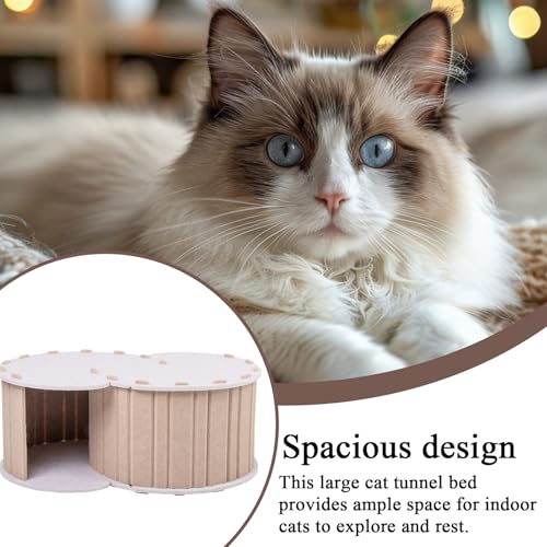 Tunnel de lit pour chat avec grand nid à griffer modulable et lavable - 7