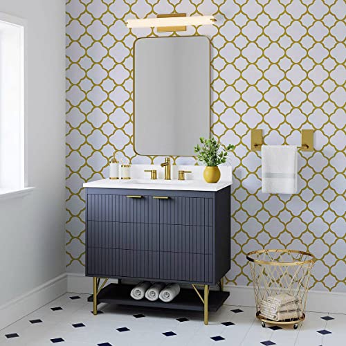 Safiyya 118"X17.7" Gold Peel And Stick Wallpaper White And Gold Pattern Contact Paper Self Adhesive Decorative Removable Contact Paper For Cabinets Modern Bathroom Wallpaper For Kitchen #TOP2