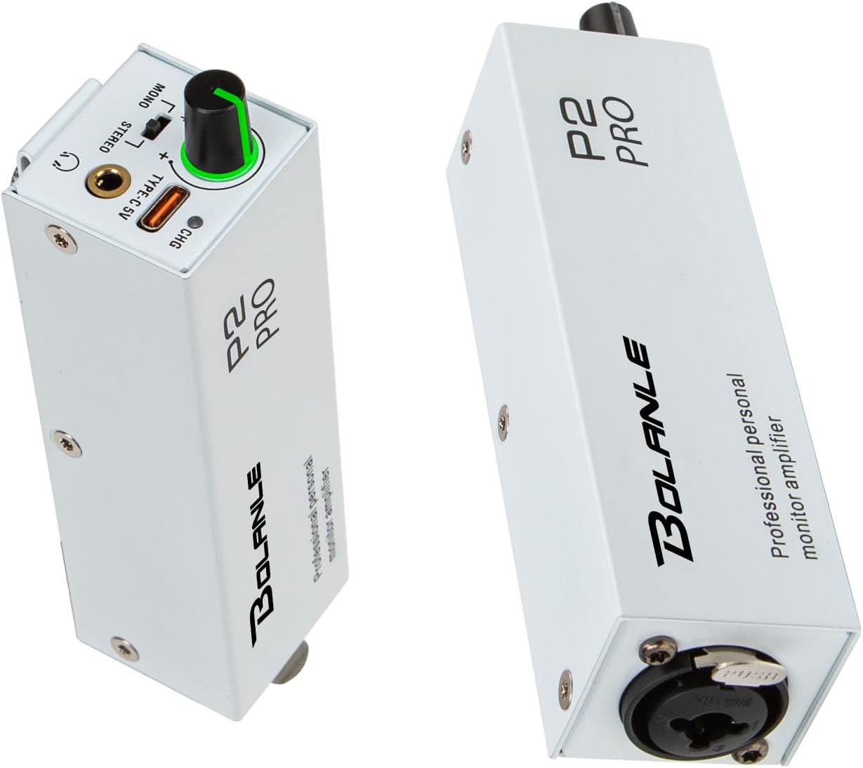 P2 USB C Portable in Ear Monitor Amplifier, Headphone Amp with XLR and TRS Input 3.5mm Output, Headphone Amplifier with Stereo/Mono Switch for Keyboardists, Drummers, Guitar (Single Channel-White)