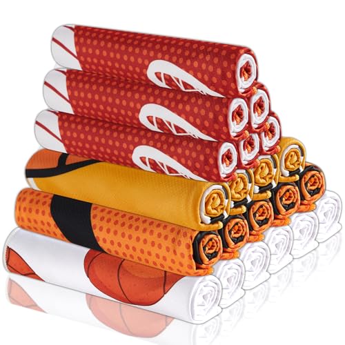 24Pcs Basketball Cooling Towel 40 x 12 Inch Sports Ice Towel for Neck and Face Quick Dry Soft Breathable Microfiber Chilly Towels Bulk Basketball Party Favors for Athletes Home Gym Workout Running