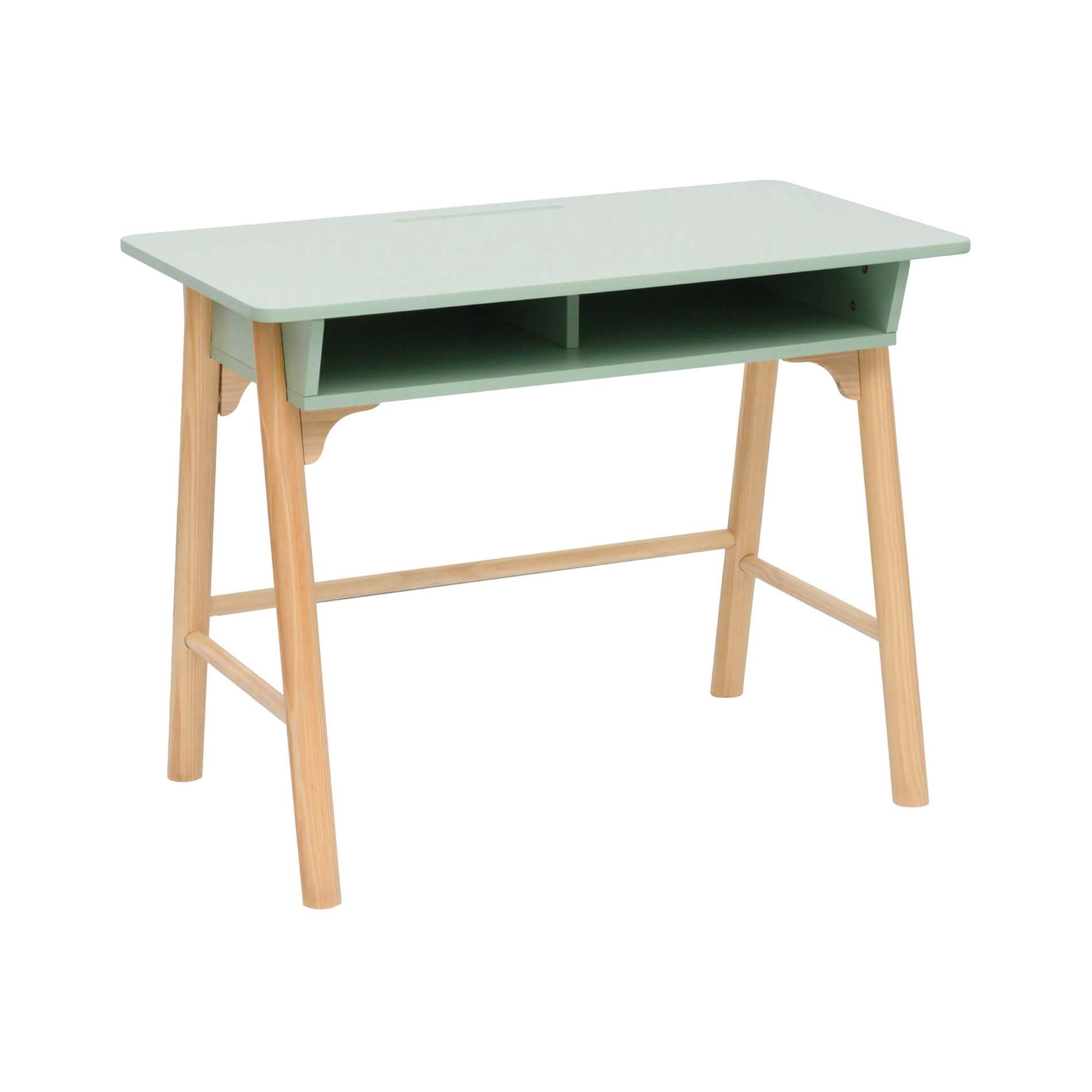 Rebecca Mobili Escritorio Montessori, Mesa para Habitación Infantil, Verde Agua Marrón, MDF Pino, con Compartimento de Almacenaje, Estable - Dimensiones AxAnxFon: 70 x 90 x 50 cm - Art. RE7136