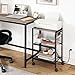 HOOBRO Industrial Printer Stand, 3-Tier Mobile Printer Table, Rolling Cart with Power Outlets and USB Ports, Home Printer Stand with 2 Hooks, for Office, Living Room, Greige and Black BG22UPS01