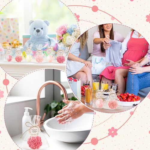 Image of Demissle 20 Sets Mini Flower Soaps Baby Shower Wedding Favors Handmade Scented Soaps Bridal Shower Favors with Thank You Tags Bags for Guests Return Gift Birthday Gender Reveal Party (Dark Pink)