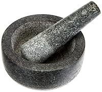 JADE TEMPLE 17028 Steinmörser mit Stößel im Set, effektives und einfaches mörsern, aus massivem Granit mit 14 cm Durchmesser und 7,7 cm Höhe, Grau