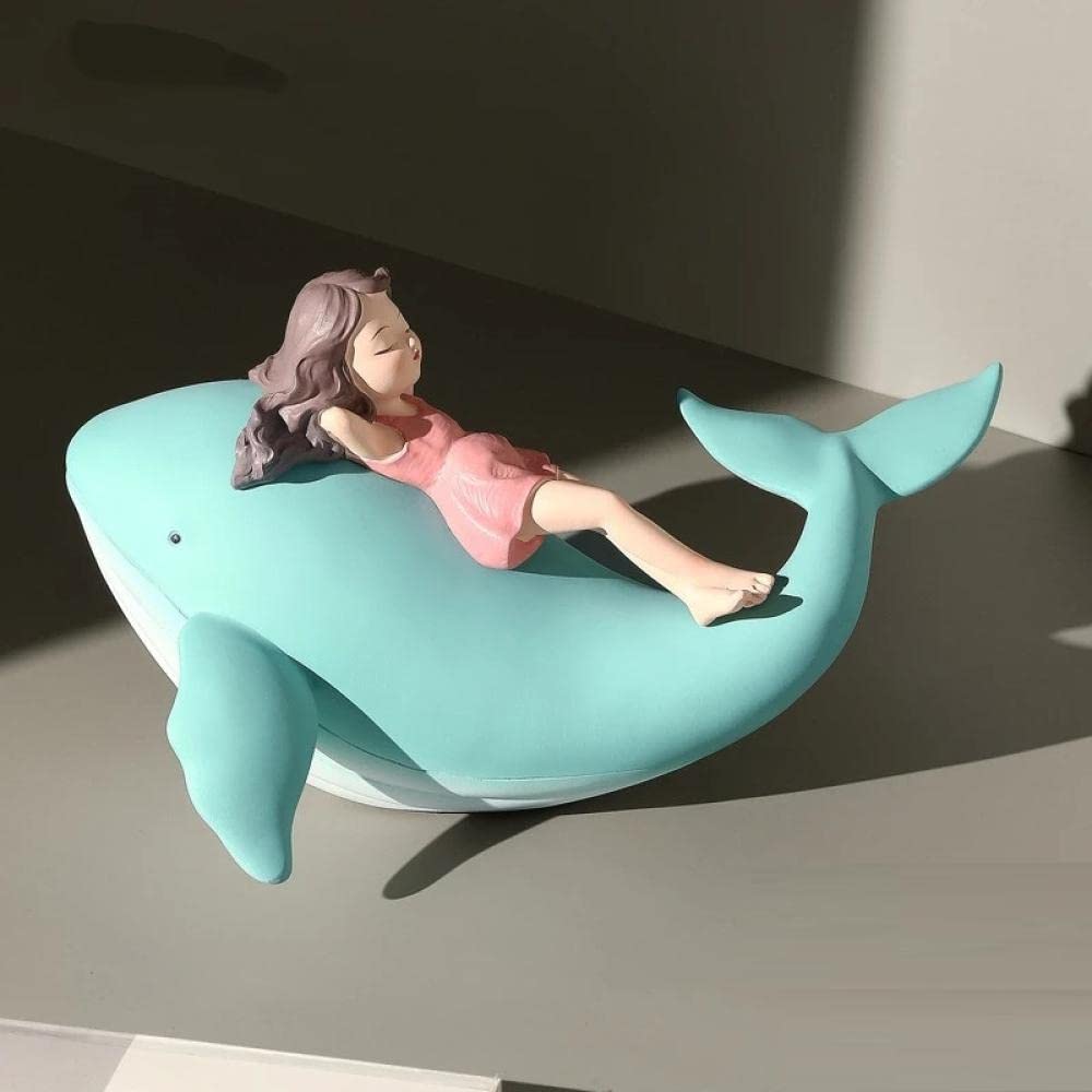 Amazon.co.jp: 彫像 北欧のかわいい クジラの女の子の芸術彫刻漫画の