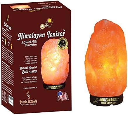 Himalayan Ionizer - Hand Carved Himalayan Salt Lamp 7-8 Inch 5-7 Lbs 6 Feet Ul Listed Dimmable Control Cord – Unique Clear Crystal Shape - Orange Pink Color - Authentic Salt Lamp - Air Purifier