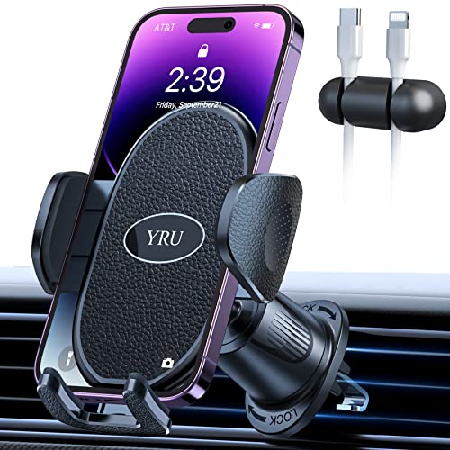 Yru Phone Mount For Car Vent [Upgraded Steel Clip], Sturdy Adjustable Shockproof Car Phone Holder, Handsfree Cell Phone Stand Cradle For Iphone 14 13 Pro Max, Samsung Universal Cellphone, Pickup Truck #TOP6