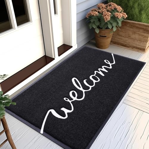 Homaxy Welcome Door Mat, Dirt Trapper Doormats Non-Slip Low Profile Durable Door Mat for Outdoor Indoor, Entrance, Patio