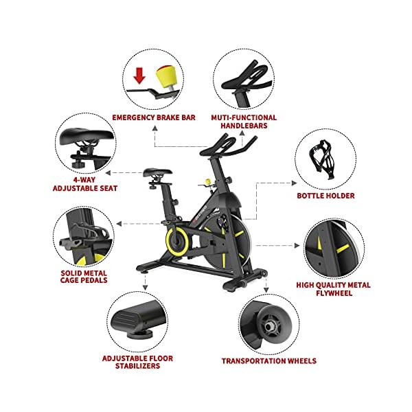MBH-Fitness-Magnetic-Exercise-Bike-Stationary-Indoor-Cycling-Bike-for-Home-Gym-Use-Fitness-App-330Lbs-Weight-Capacity-Tablet-Holder-Bottle-Holder-Quiet-Cardio-Workout-Equipment MBH Fitness Magnetic Exercise Bike Stationary, Indoor Cycling Bike for Home Gym Use, Fitness App, 330Lbs Weight Capacity, Tablet Holder, Bottle Holder, Smooth Quiet Cardio Workout Equipment (Black)
