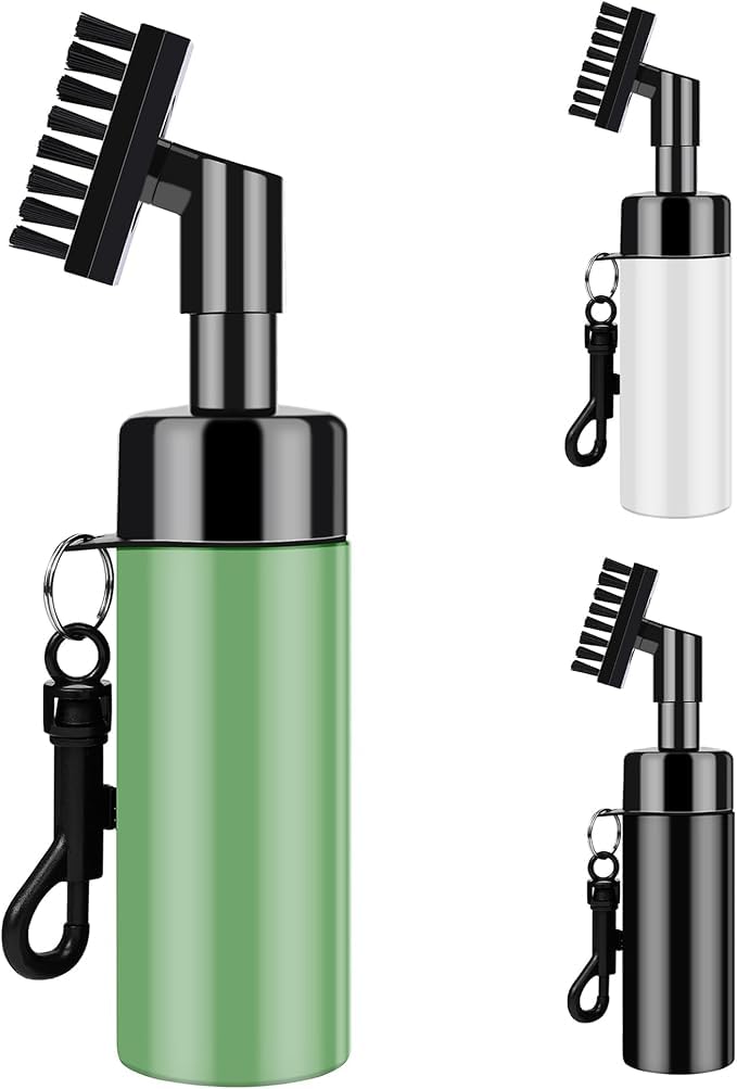 HATFRYF Golf Club Brush Groove Cleaner, Golf Club Cleaning, Golf Water Brush With Spray Bottle, Ball Cleaner with Extrusion Water Bottle, Gift for Boys Girls - Green