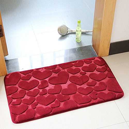 DOTBUY Paillasson, Tapis de Bain Velours de Corail Shaggy Absorbant Eau Anti Slip Ménage Rug Salle de Bain Douche Couloir Chambre à Coucher Salon Tapis d'Entrée (40 * 60 CM, Rose (Amour)) Cover