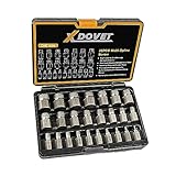 XDOVET Screw and Bolt Extractor Set, Chrome Molybdenum Alloy Steel Easy Out | Heavy-Duty | Rocket Socket-25PCS