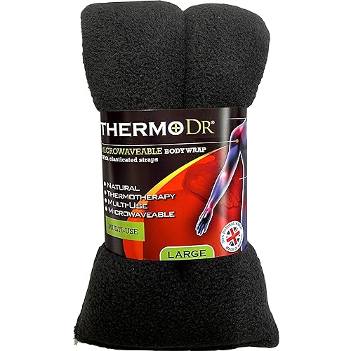 Wheat Bags Microwavable Heat Pack - Body Wrap Microwave Heat Pad with Elasticated Straps, UK Cleaned Wheat & Lavender Scent for Body Discomfort - Back, Shoulder & Neck Heat Pad by ThermoDR - Grey