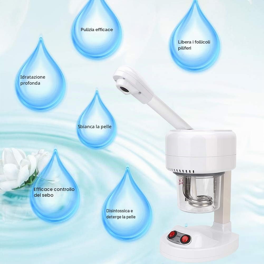 Vaporiera viso da tavolo, vaporizzatore portatile con nebbia calda per salone di bellezza, macchina spray idratante idratante per casa e salone di bellezza, pulizia profonda del viso(UE 220V)