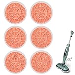 Sgizoku S6002UK Steam Mop Pads Compatible with Shark Steam Mop Cover Replacement,Heavy Scrub Pad,Reusable Steam & Scrub Cleaning Pads,Super Friction Orange Velvet+ Nylon Yarn Pads 6PCS