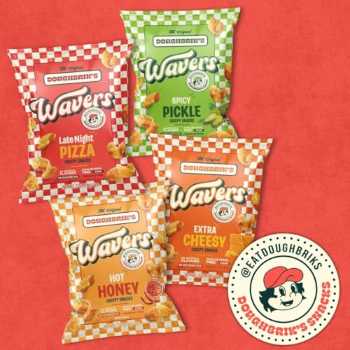 Image of WAVERS by Doughbrik's Snacks, Late Night Pizza Flavor 0.5 oz Bags, Crispy Crunchy Texture Perfect Anytime Snack Made in the USA (12-Pack)