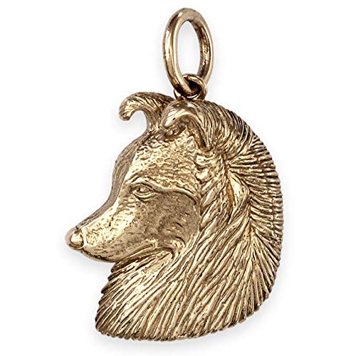 Solid 9ct Gold BORDER COLLIE (Shetland Sheepdog?) Dog Pendant (Handmade UK)