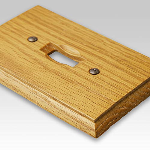 Image of AMERELLE 4025TR Traditional Single Toggle /Single Rocker Wood Wallplate in Light Oak