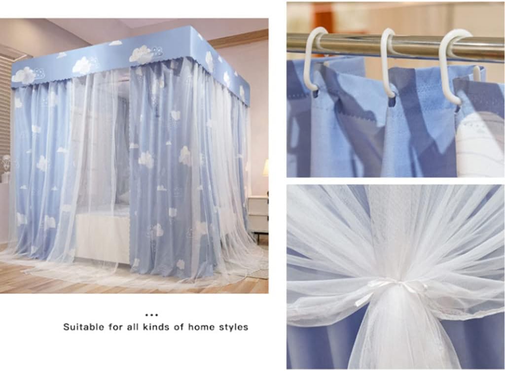 Cute Princess 4 Corner Post Mosquito Net&Bed Canopy Curtain Canopy for Girls Boys Bed Bedroom Kids Rooms for Twin/Full/Queen/King Size Bed Decoration (Blue-Cloud, Mosquito Net&Bed Canopy, Ki