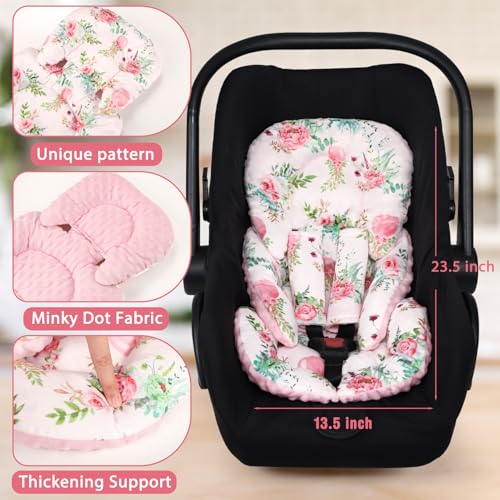 Image of Infant Car Seat Insert, Car Seat Head Support Baby with 2 Covers, Ultra-Soft Newborn carseat Insert, Perfect for Car Seat, Stroller, Swing, Flower
