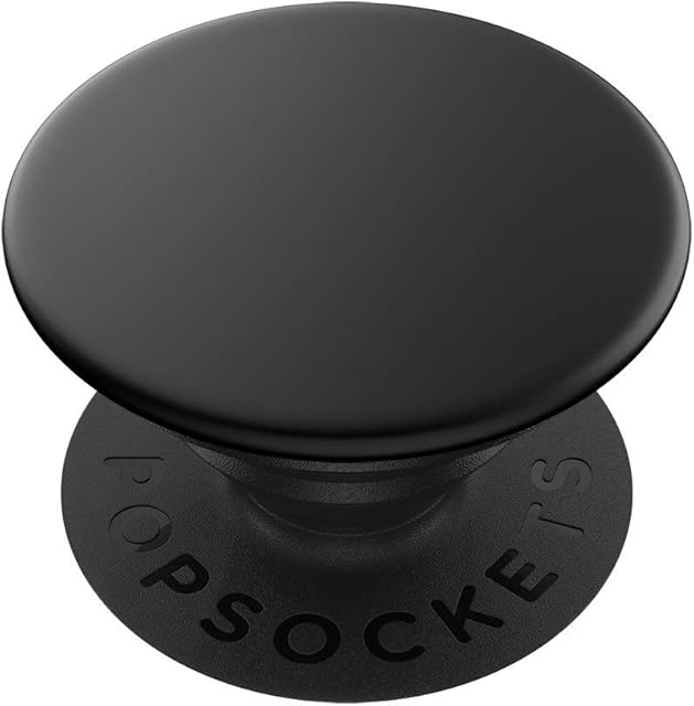 PopSockets: PopGrip Expanding Stand and Grip with a Swappable Top for Phones & Tablets - Black Aluminum