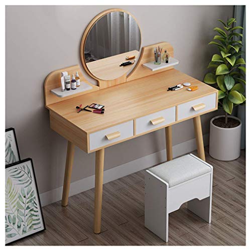 Muebles de dormitorio con tocador de madera marrón y gran almacenamiento de 3 cajones 2