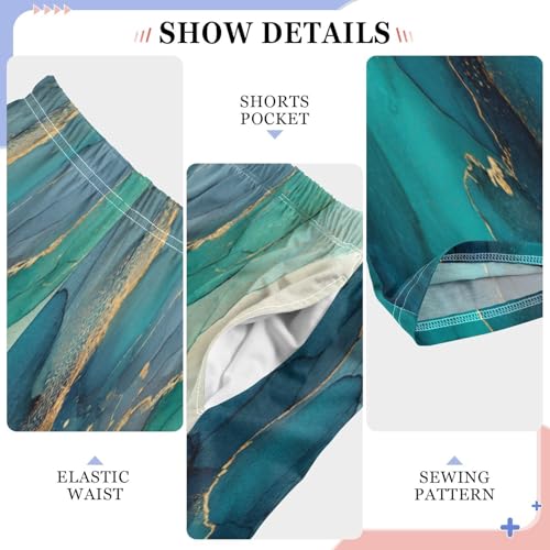 Teal Gold Marble Pajama Lounge Pants with Pockets Sleepwear Soft Elastic Waist PJ Bottoms 6-14 Years4