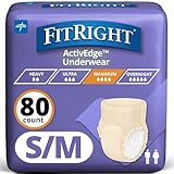 FitRight Ultra ActivEdge Women's Protective Incontinence Underwear, Heavy Absorbency, Small to Medium (28-40 Inches), 80 Count (4 Packs of 20)