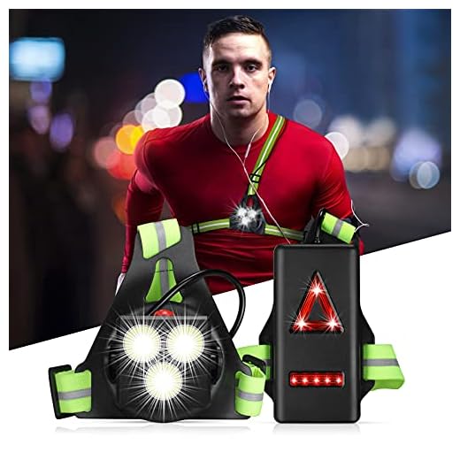 Luz para Correr Running con Recargables USB Impermeable, Luz Led Frontal Correr, Lámpara 3 Modos, con Cinta reflectante, Liviano, Cómodo e Ideal para Trotar, Competir (Green)