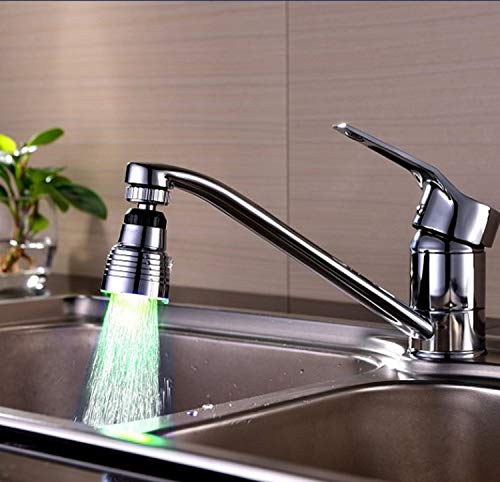 Image of SNOMYRS 7-Color Change Automatically LED Water Faucet Light Circular 360 Degree Rotatable Color Changing Tap Sink for Kitchen and Bathroom (7 Color-1PC-Circular)
