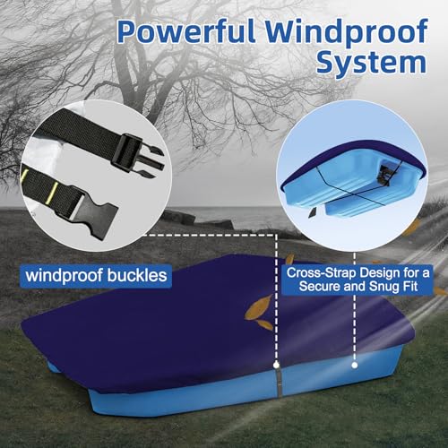 Pedal Boat Cover,Heavy Duty Waterproof & Anti-UV Paddle Boat Cover with Windproof Buckle Straps (Navy)