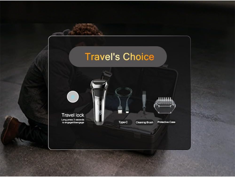 Electric Foil Shaver for Men, IPX6 Waterproof 3D Electric Razor with LED Display & Pop-Up Trimmer, USB-C Rechargeable Lightweight Handheld Shaver，Gift for Men
