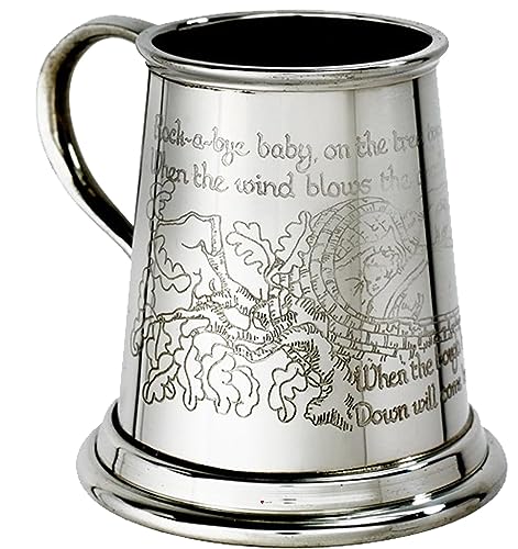 Jarro de bautizo estaño cuarto pinta taza Rock A Bye Baby con manija 3