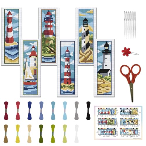 ZuoAnLF Lot De 4 Marque-pages Au Point De Croix Pour Débutants, Marque-pages Estampillés, 14