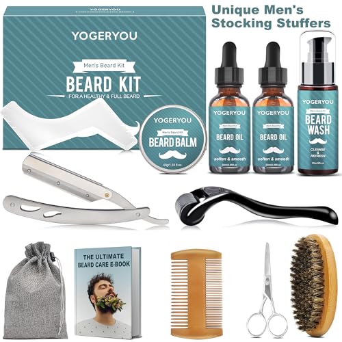 Yogeryou YOGERYOU220613 Beard Kit,Beard Grooming Kit W/Straight Razor,2 Pack Beard Oil,Beard Wash,Balm,Brush,Comb,Scissors Mens Birthday Christmas Gifts thumb #6